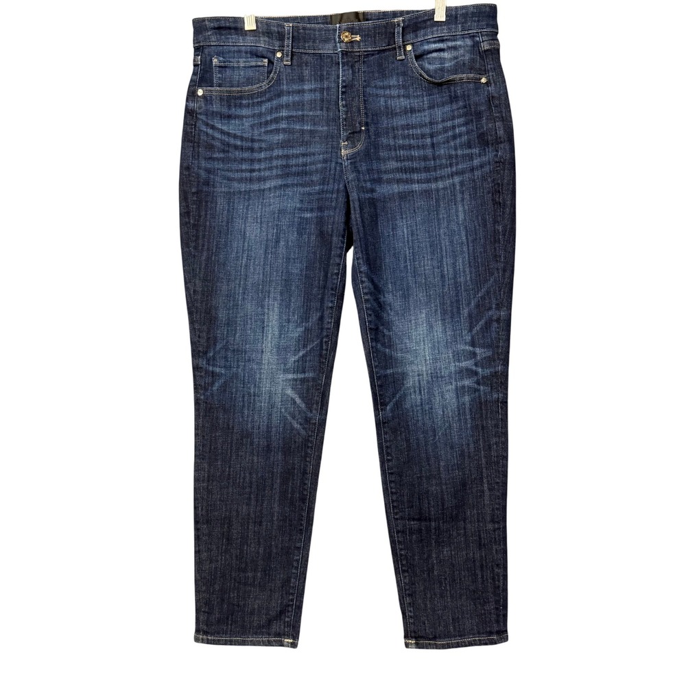 WHBM Jeans Womens 12 Blue Mid Rise Girlfriend Everyday Soft Ankle Stretch Denim